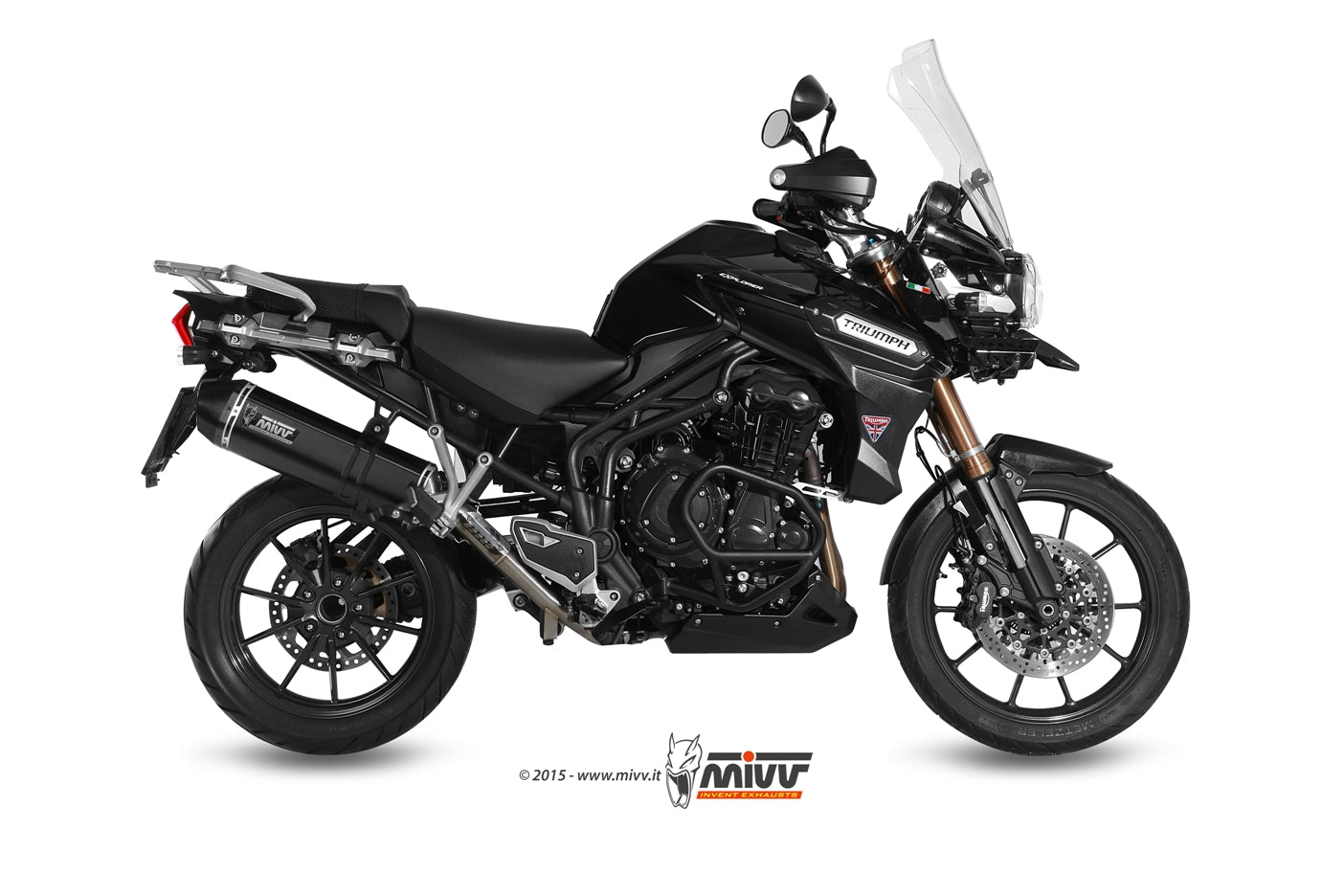 MIVV Slip-on, Speed Edge Black, Standard Exhaust For Triumph Tiger Explorer 1200 2012-2015