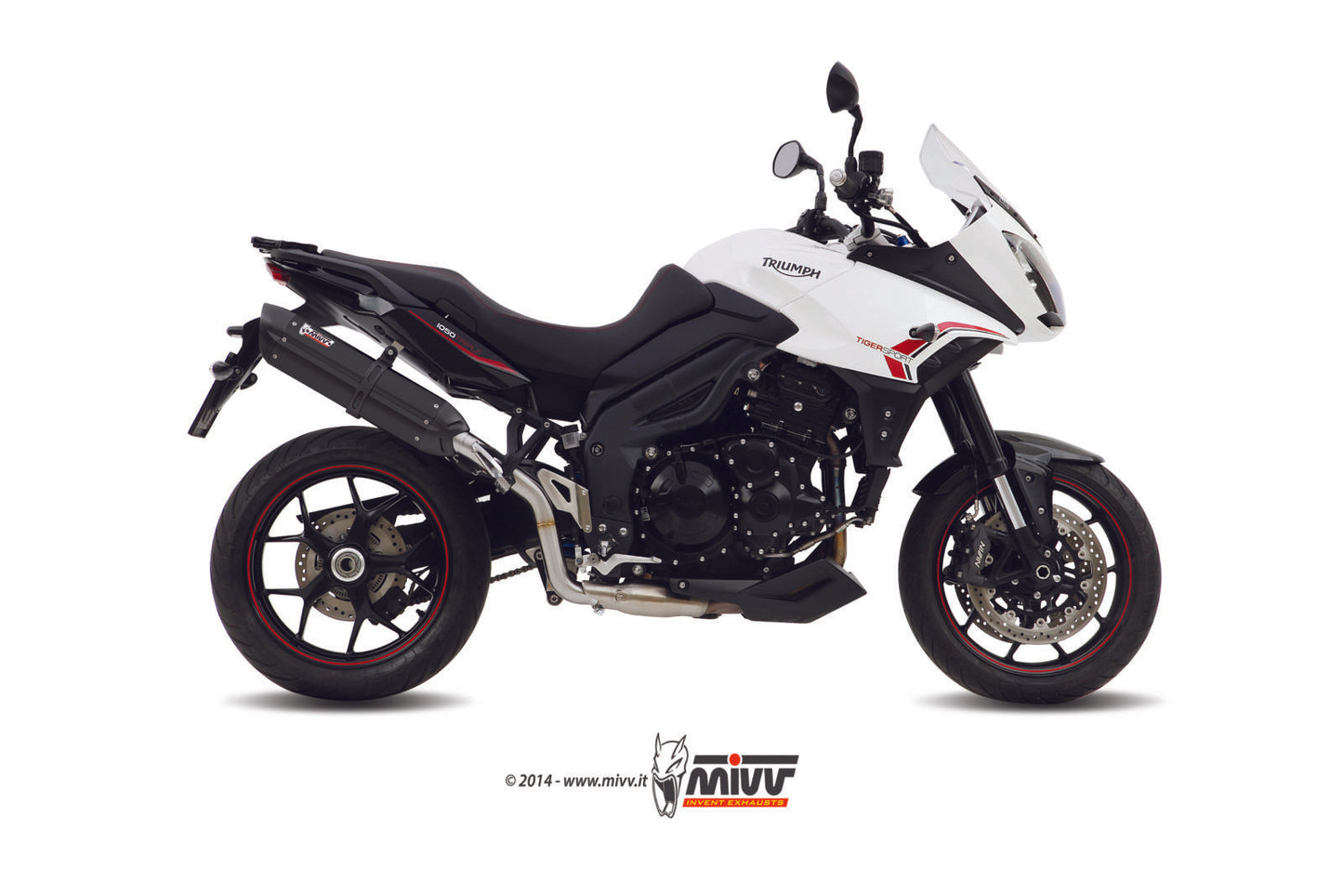 MIVV Slip-on, Suono Black, Standard Exhaust For Triumph Tiger 1050 Sport 2013-2016