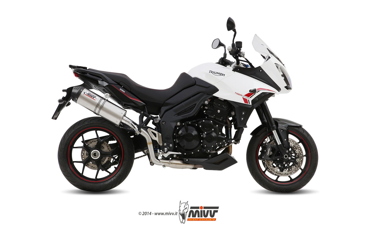 MIVV Slip-on, Oval Titanium, Standard Exhaust For Triumph Tiger 1050 Sport 2013-2016