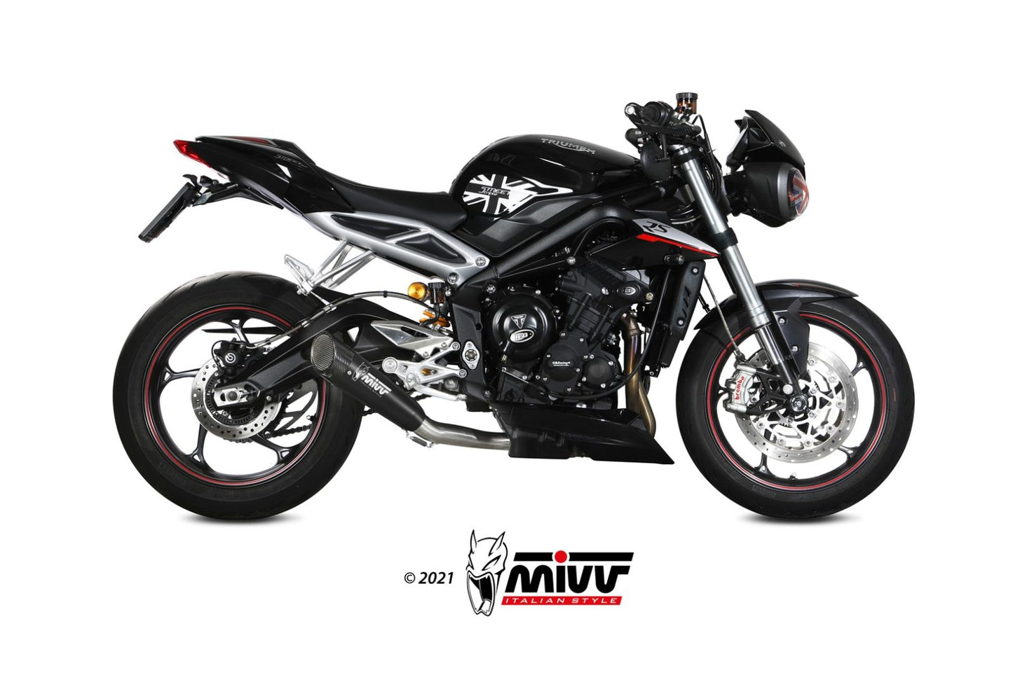 MIVV Slip-on, X-M5 Black, Standard Exhaust For Triumph Street Triple 765 R/S/RS 2017-2022