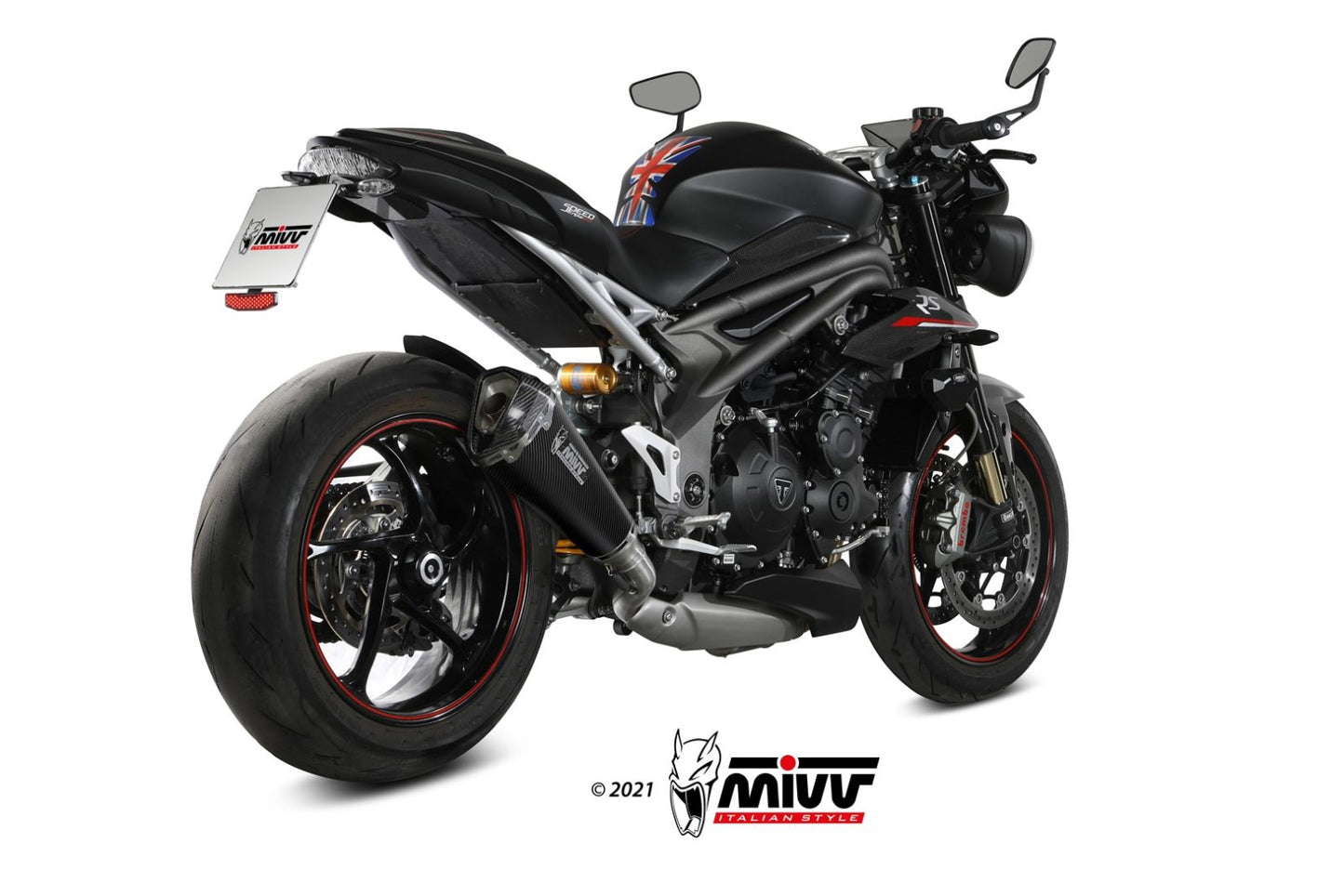 MIVV Slip-on, Delta Race Black, Standard Exhaust For Triumph Speed Triple R / S / RS 2018-2020
