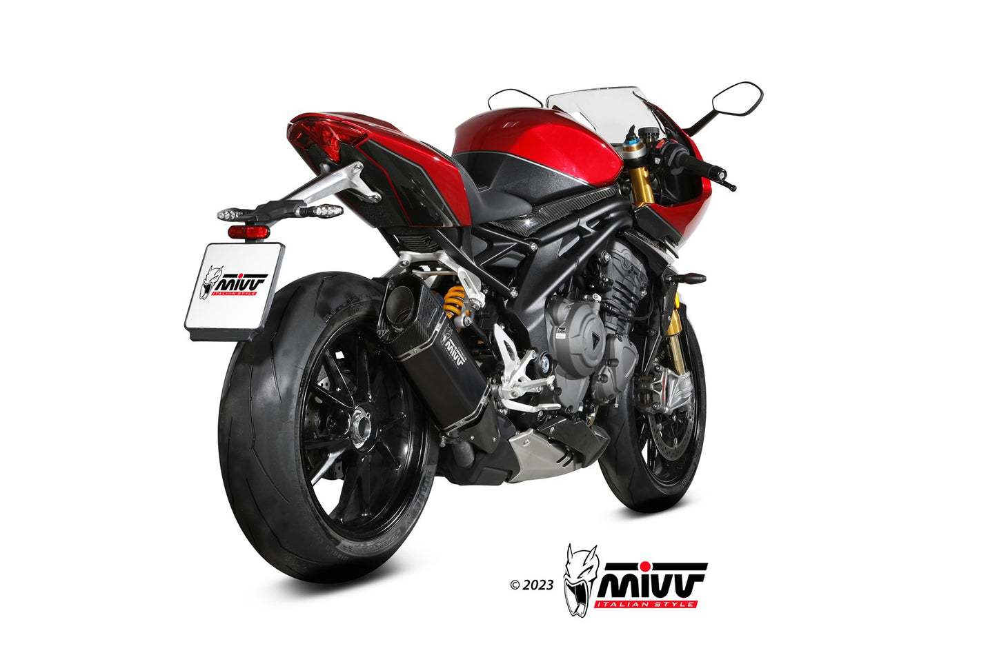 MIVV Slip-on, SR-1 Black Titanium, Standard Exhaust For Triumph Speed Triple 1200 RR 2021-2023
