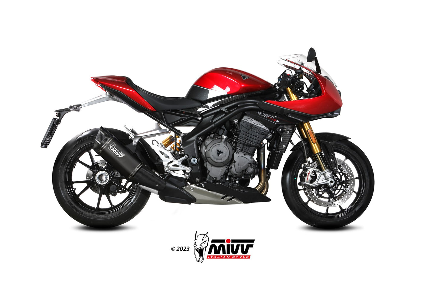 MIVV Slip-on, SR-1 Black Titanium, Standard Exhaust For Triumph Speed Triple 1200 RR 2021-2023