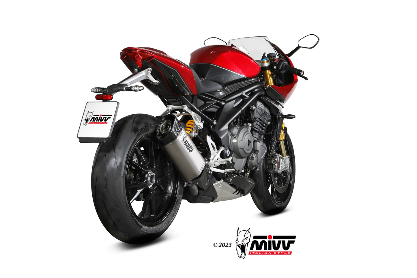 MIVV Slip-on, SR-1 Titanium, Standard Exhaust For Triumph Speed Triple 1200 RR 2021-2023