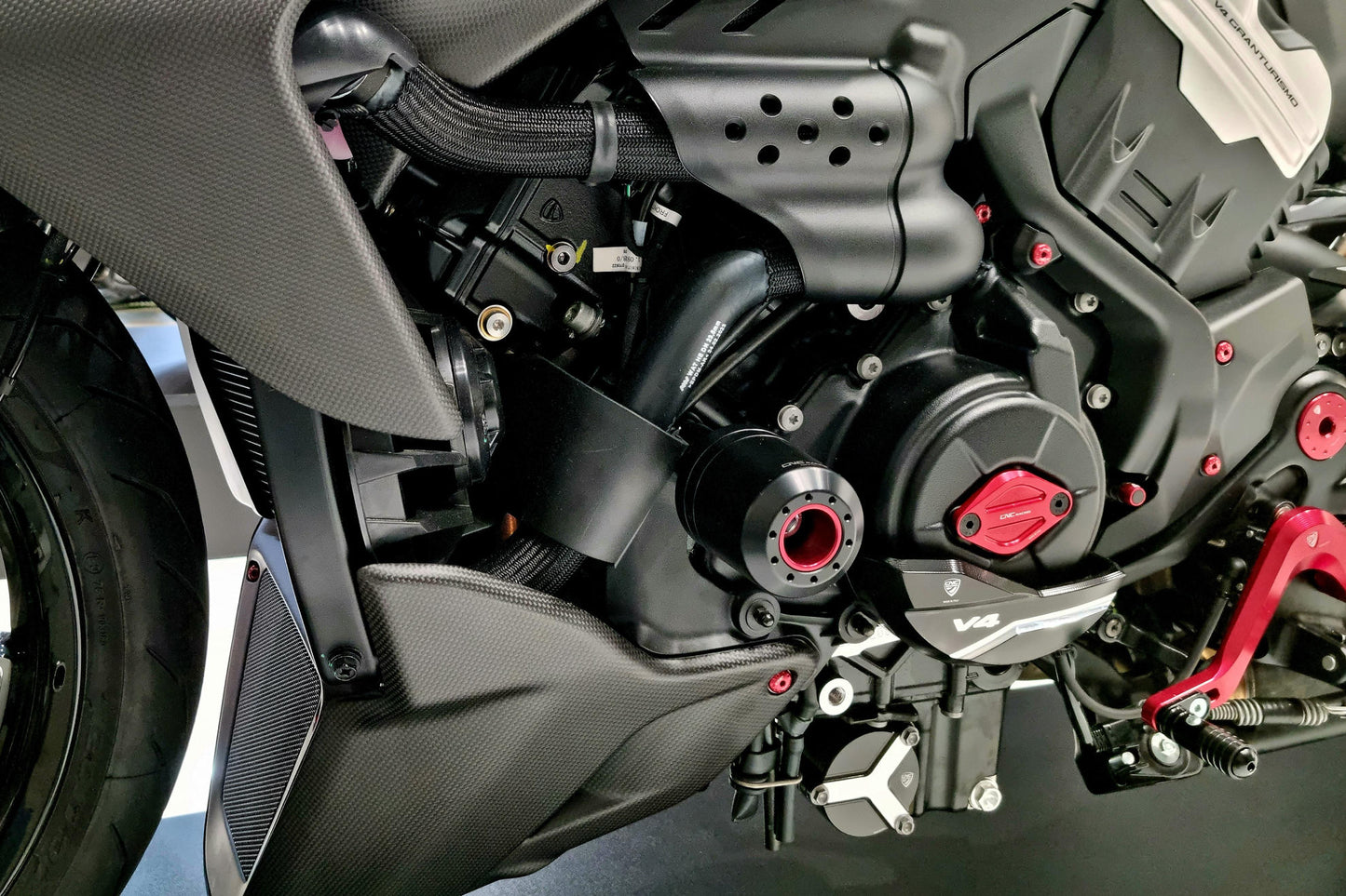 CNC Racing Machined Delrin Frame Slider Kit for the Ducati Diavel V4
