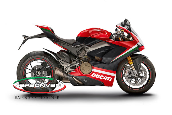 Carbonvani - Ducati Panigale V4 / S / Speciale "TRICOLORE Ver 6" Design Carbon Fiber Full Fairing Kit - ROAD VERSION (8 pieces)