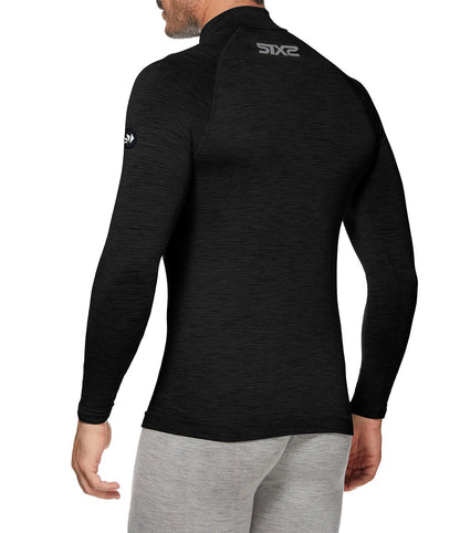 SIX2 Merino Wool Long-sleeve Mock Neck with Zip