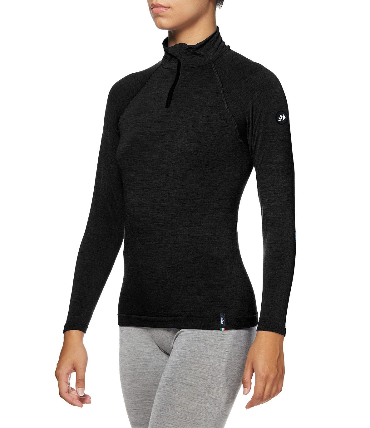 SIX2 Merino Wool Long-sleeve Mock Neck with Zip