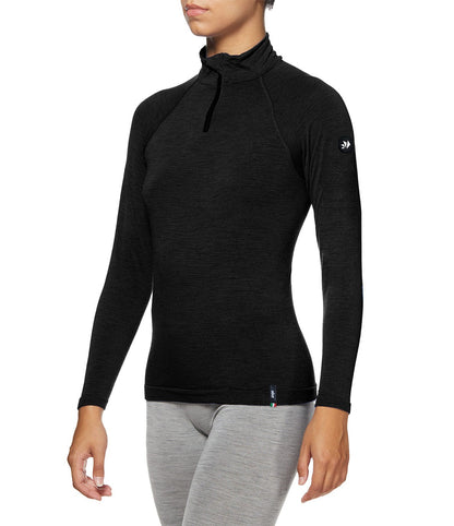 SIX2 Merino Wool Long-sleeve Mock Neck with Zip