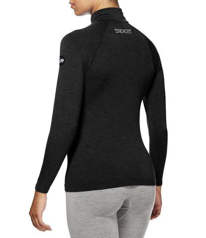 SIX2 Merino Wool Long-sleeve Mock Neck with Zip