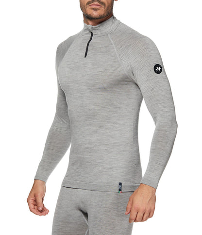 SIX2 Merino Wool Long-sleeve Mock Neck with Zip