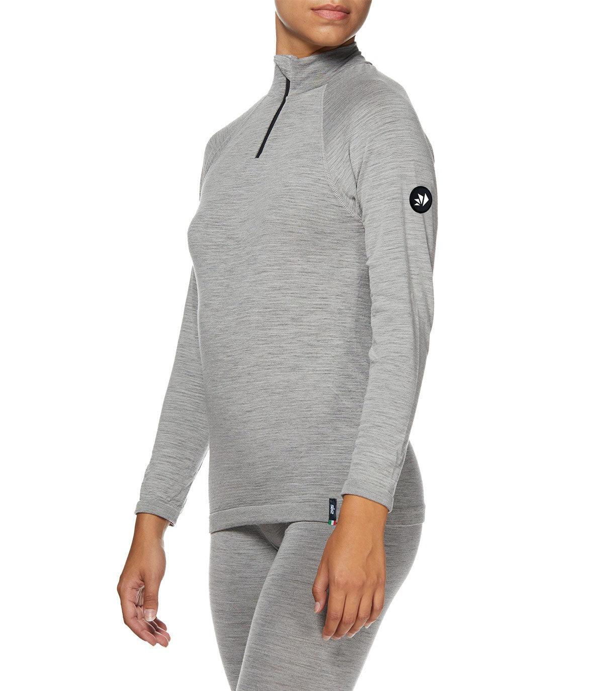 SIX2 Merino Wool Long-sleeve Mock Neck with Zip
