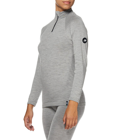 SIX2 Merino Wool Long-sleeve Mock Neck with Zip