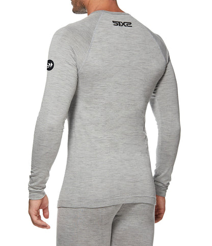 SIX2 Lightweight Merino Wool Long-sleeve Mock Neck Shirt