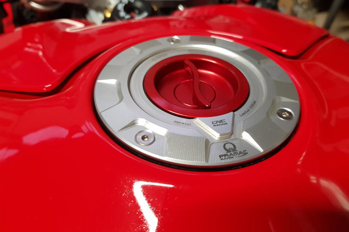 CNC Racing PRAMAC RACING LIMITED EDITION Quick Release Gas Cap for newer Ducati's  MV's and Aprilia's