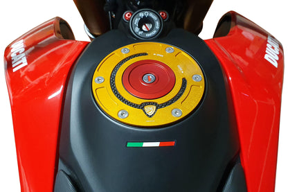 CNC Racing Aluminum with Carbon Inlay Gas Cap Flange for Ducati And KTM