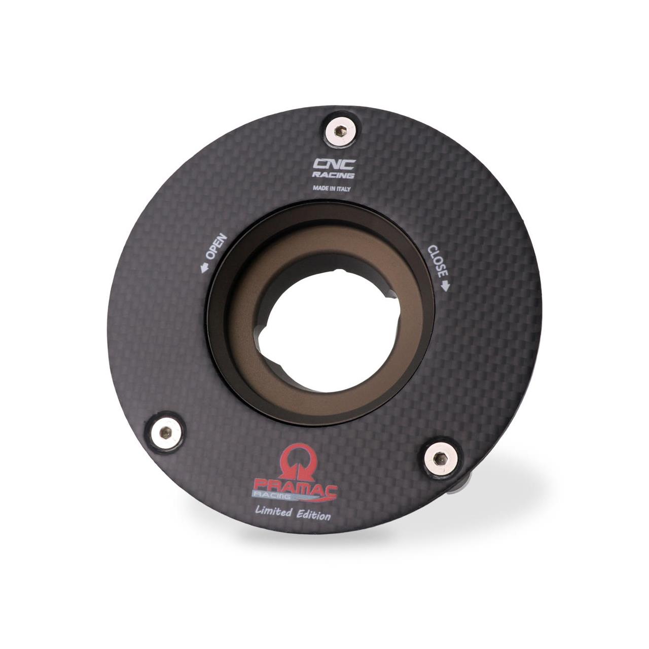 CNC Racing PRAMAC RACING LIMITED EDITION Carbon Fiber Gas Cap Flange for newer Ducati's, MV's, and Aprilia's