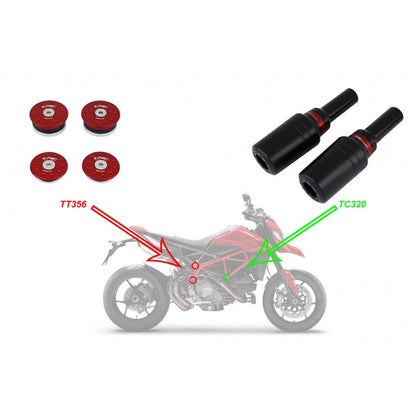 CNC Racing Frame Plug Kit for Ducati Hypermotard 950 - Use with Frame Slider