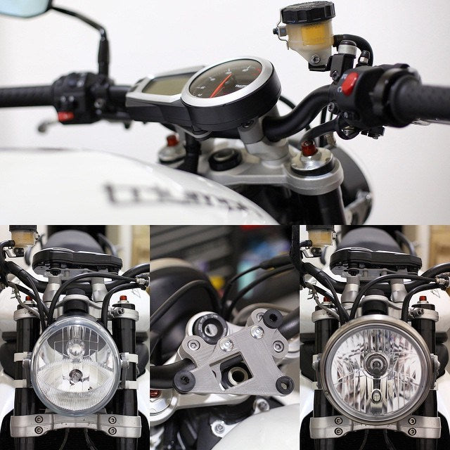 Motodemic Triumph Single Headlight Conversion Bar Mount Kit for Street Triple 675