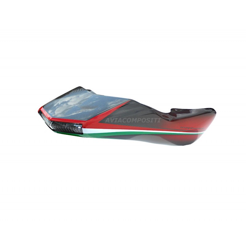 AviaCompositi TRICOLORE LIMITED EDITION Carbon Fiber Tail For Single Muffler Exhaust for Ducati Hypermotard 1100 / Evo / 796