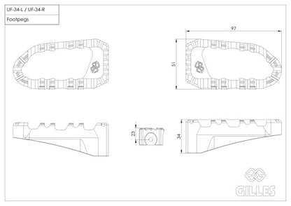 Gilles RGK2 Pro-X Enduro Footpegs for Ducati Scrambler 800 / 1100 and Hypermotard 950