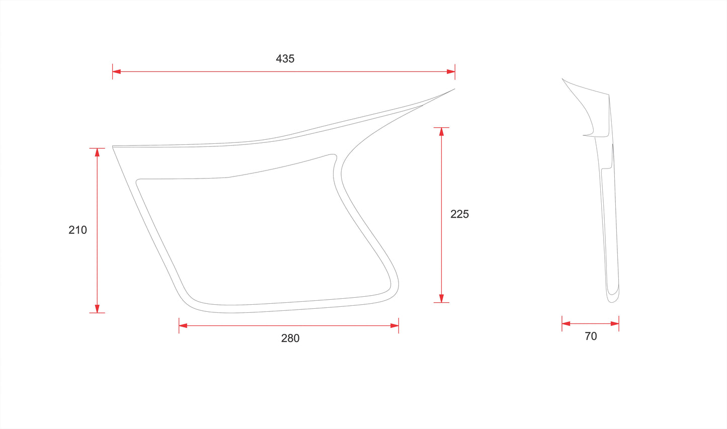 C-Racer Swept Side Number Plates for the SCR14 Seat - USNP14