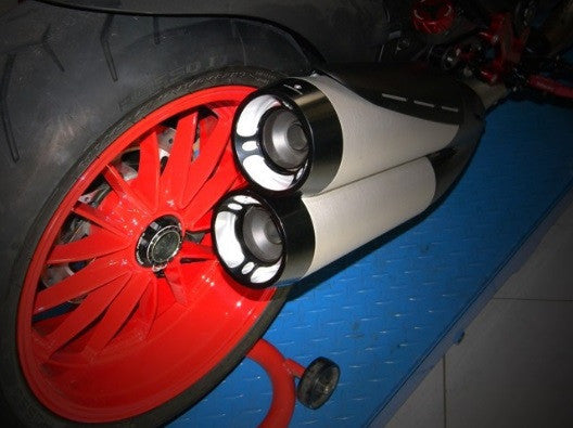 DBK Special Parts (Ducabike) Billet Exhaust End Caps for the Ducati Diavel