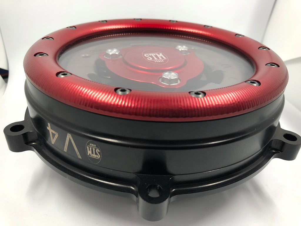STM Clear Wet Clutch Cover For Ducati Panigale / Streetfighter / Multistrada V4 / S / Speciale - Sculptured Ring