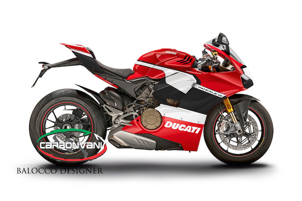 Carbonvani - Ducati Panigale V4 / S / Speciale "ARUBA Ver 2" Design Carbon Fiber Full Fairing Kit - ROAD VERSION (8 pieces)