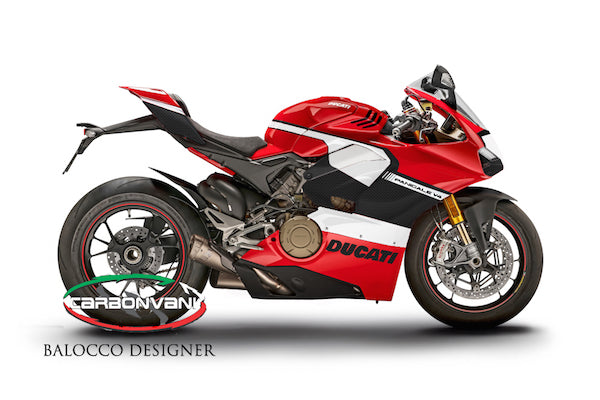Carbonvani - Ducati Panigale V4 / S / Speciale "ARUBA Ver 4" Design Carbon Fiber Full Fairing Kit - ROAD VERSION (8 pieces)