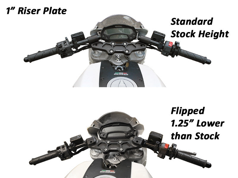 WOODCRAFT Ducati Monster 696/796/1100 Clipon Riser Adapter Plate w/Long Black Bars