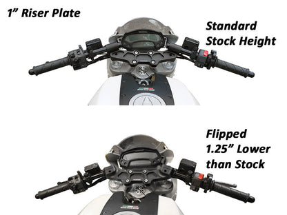 WOODCRAFT Ducati Monster 696/796/1100 Clipon Riser Adapter Plate w/Long Black Bars