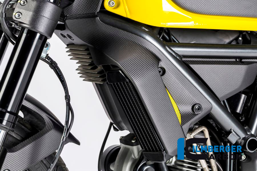 Ilmberger Carbon Radiator Cover, Left for the Ducati Scrambler Icon / Scrambler Full Throttle '14-25 / Scrambler Classic '14-20 ETC