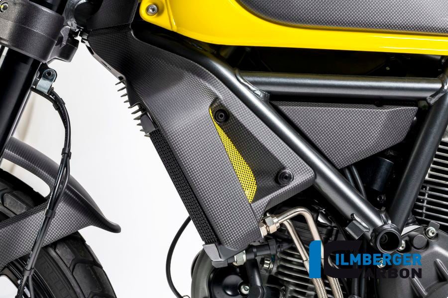 Ilmberger Carbon Radiator Cover, Left for the Ducati Scrambler Icon / Scrambler Full Throttle '14-25 / Scrambler Classic '14-20 ETC