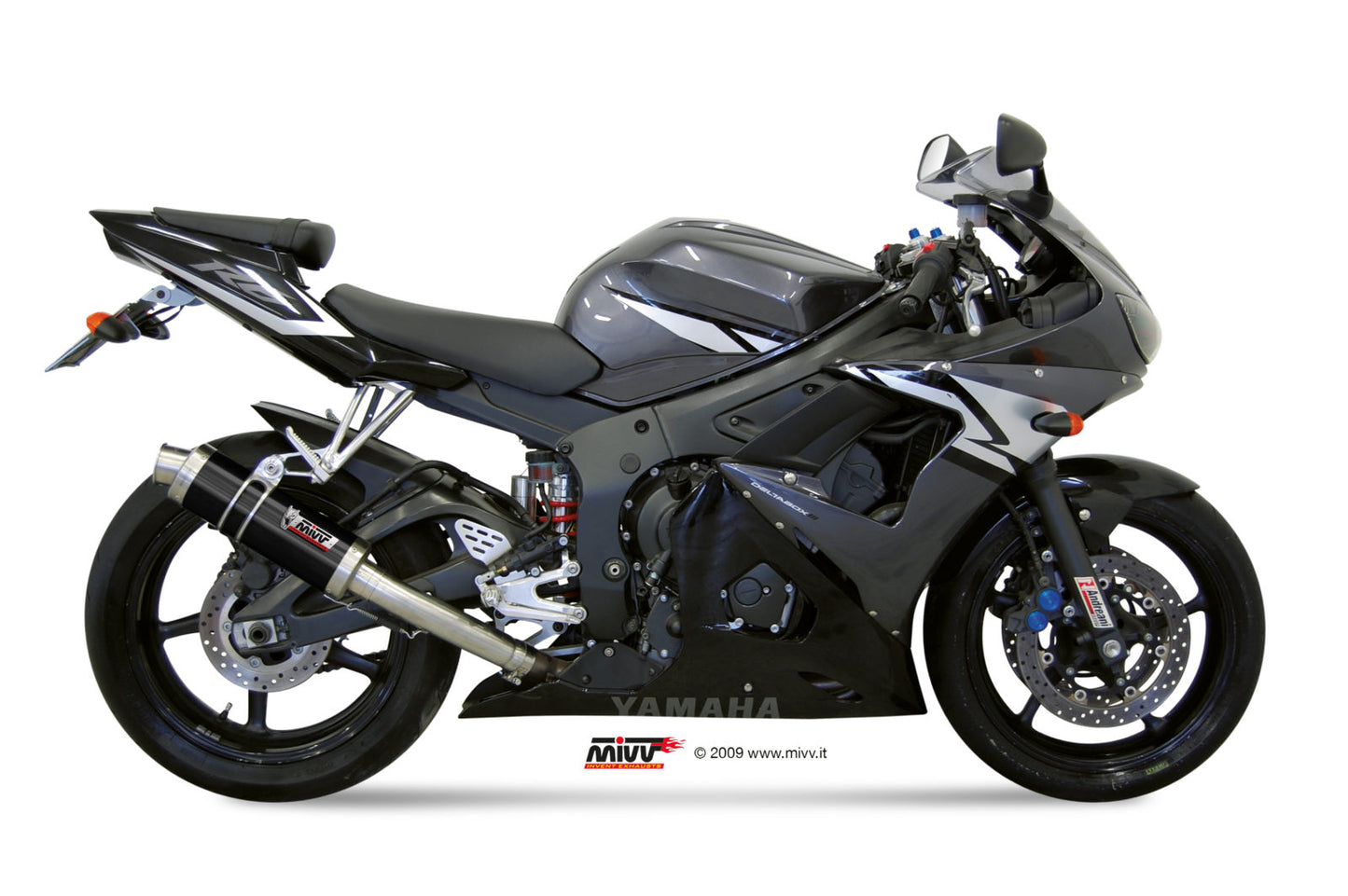 MIVV Slip-on, GP Black, Standard Exhaust For Yamaha YZF-R6 2003-2005