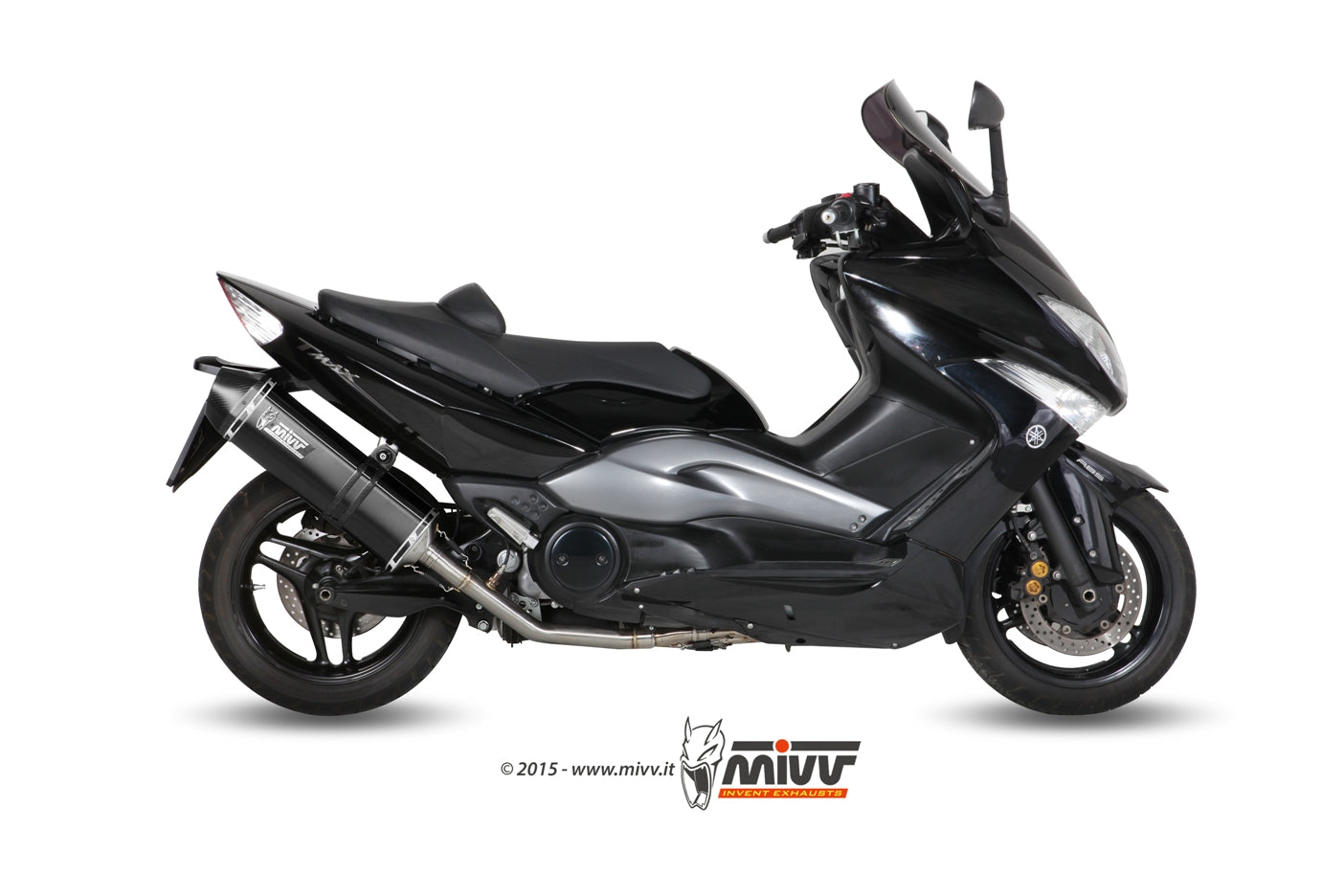 MIVV Full System 2x1, Speed Edge Black, Standard Exhaust For Yamaha T-Max 500 2008-2011