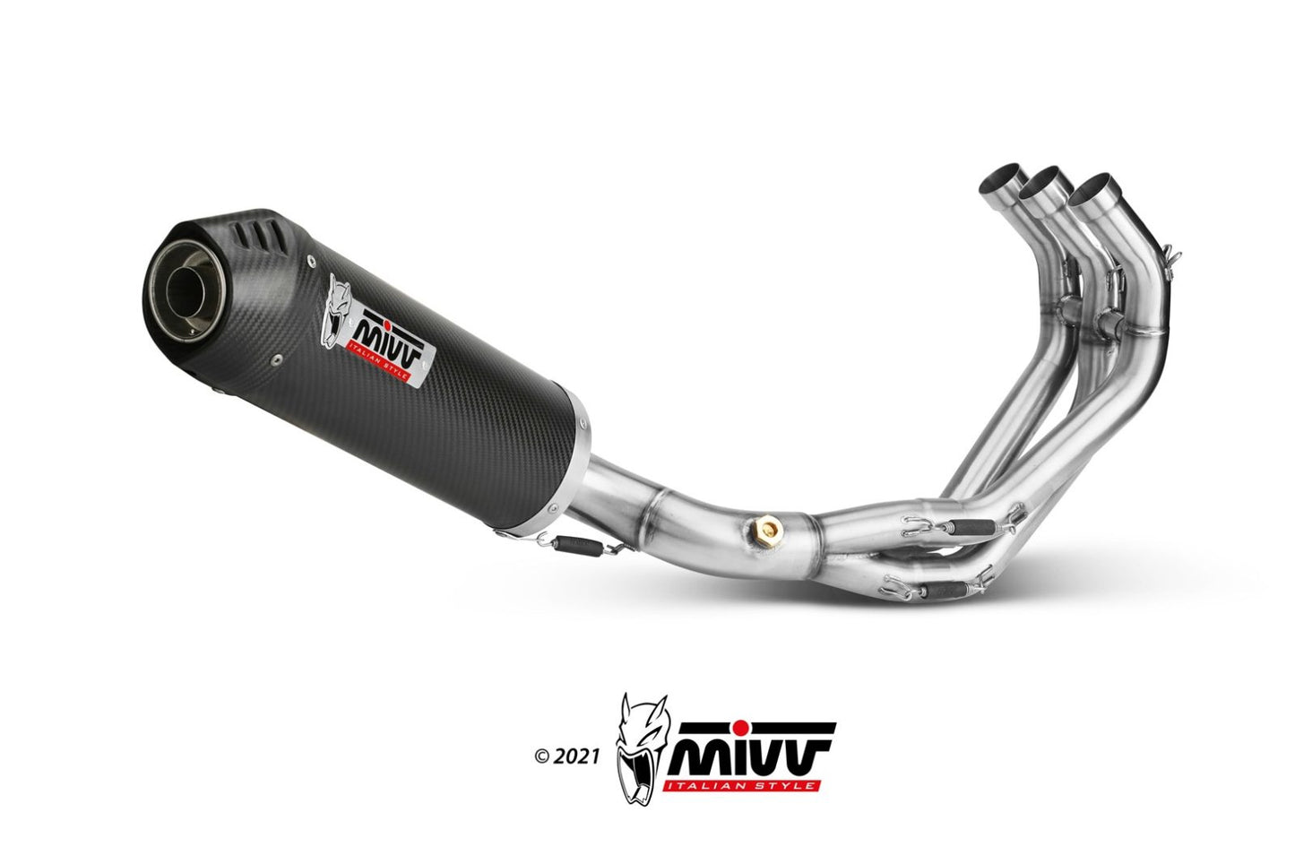 MIVV Full System 3x1, Oval Carbon, Standard Exhaust For Yamaha MT-09 / FZ-09 2013-2020