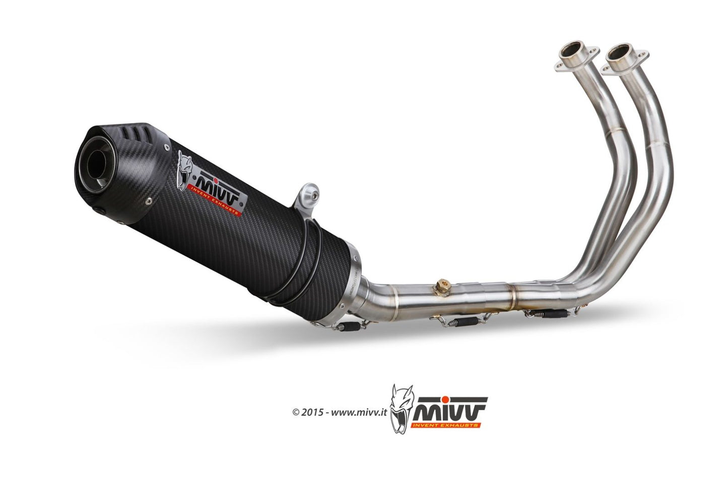 MIVV Full System 2x1, Oval Carbon, Standard Exhaust For Yamaha MT-07 / FZ-07 2014-2022