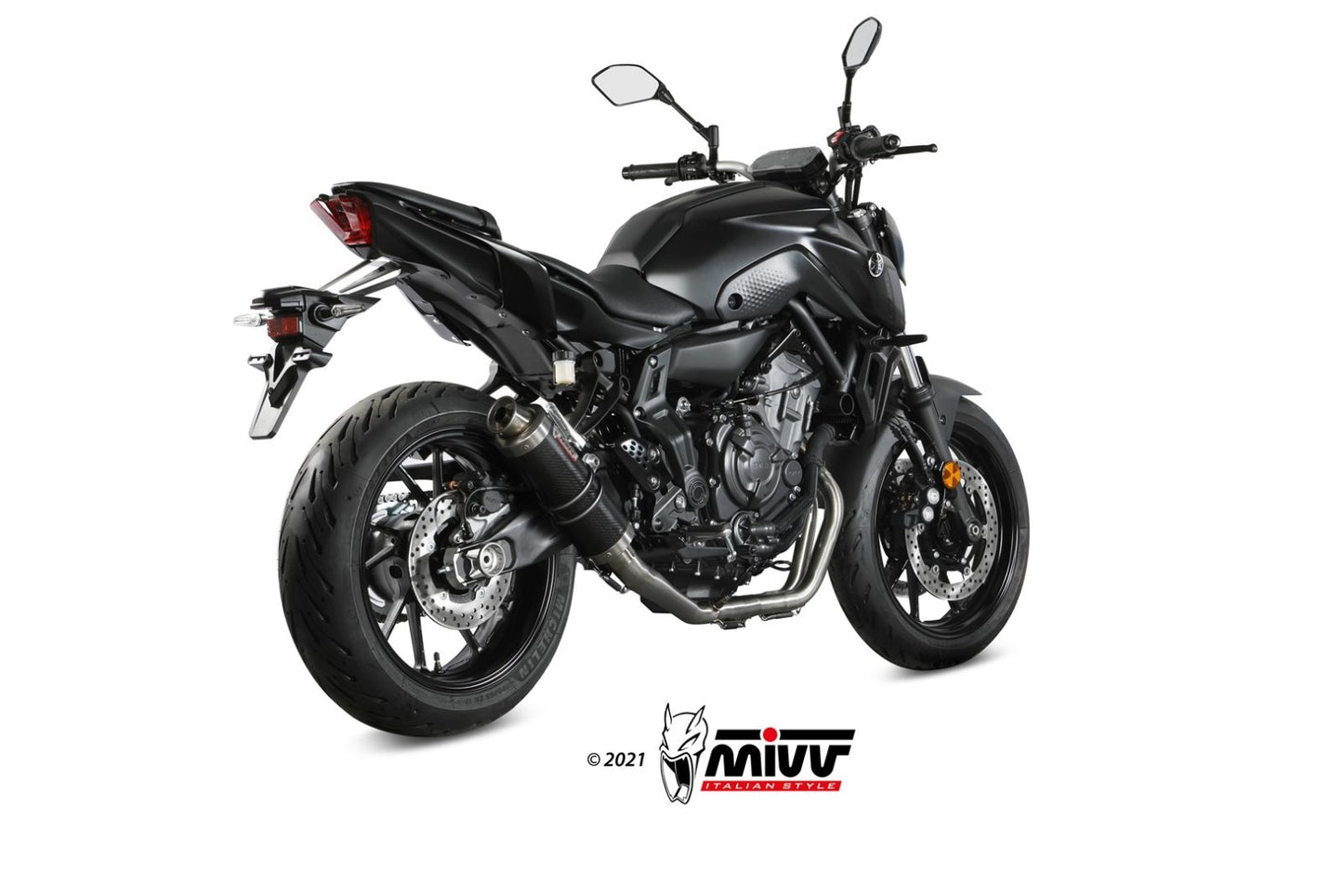 MIVV Full System 2x1, GP Carbon, Alto/High up Exhaust For Yamaha MT-07 / FZ-07 2014-2022
