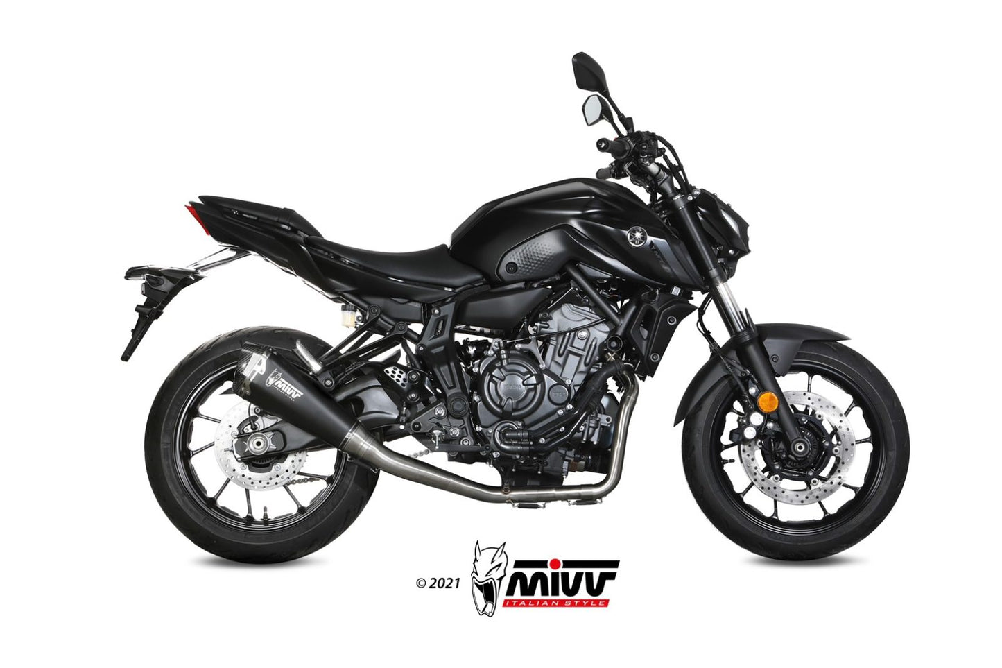 MIVV Full System 2x1, Delta Race Black, Alto/High up Exhaust For Yamaha MT-07 / FZ-07 2014-2022