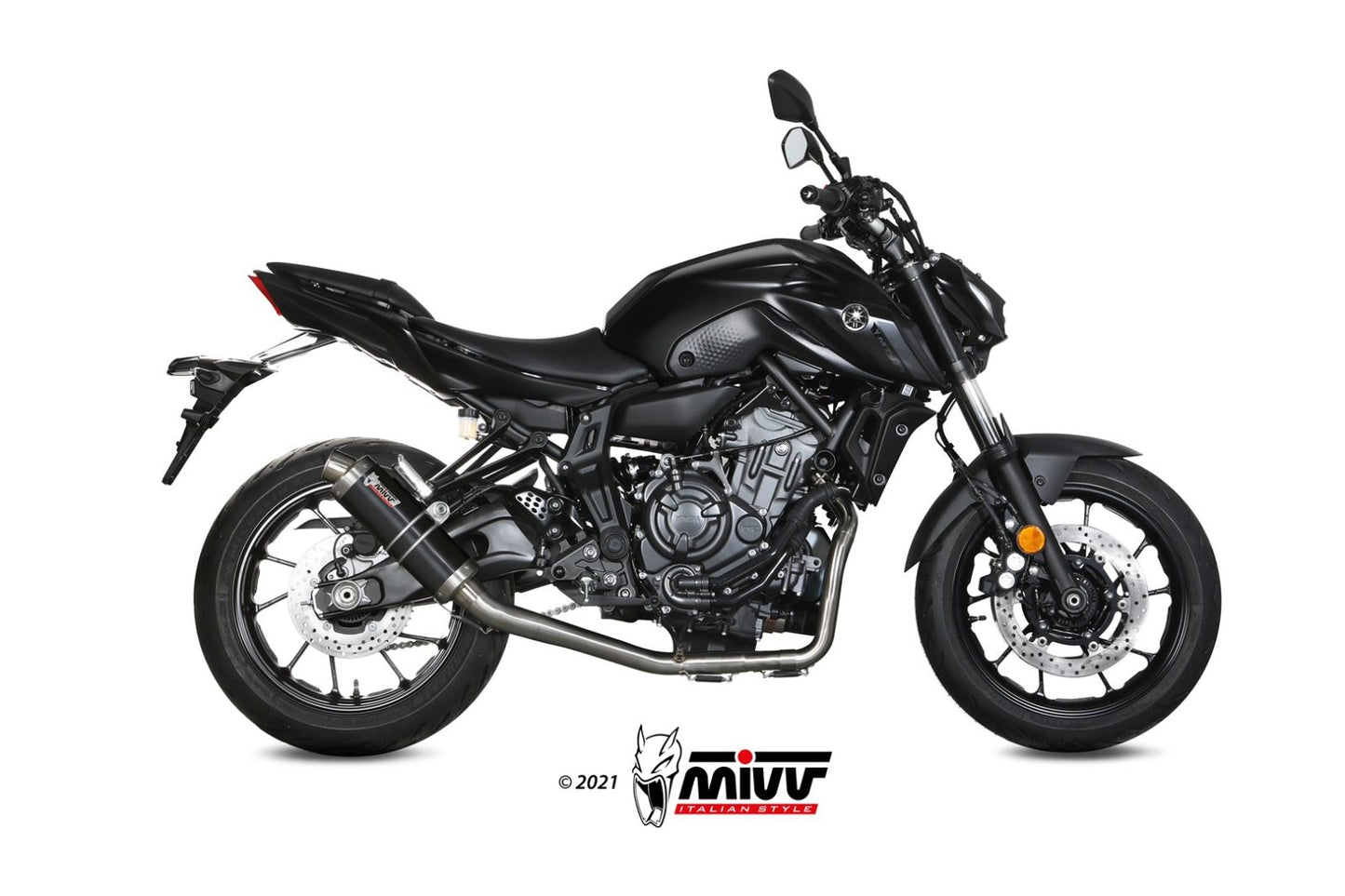 MIVV Full System 2x1, GP Black, Alto/High up Exhaust For Yamaha MT-07 / FZ-07 2014-2022