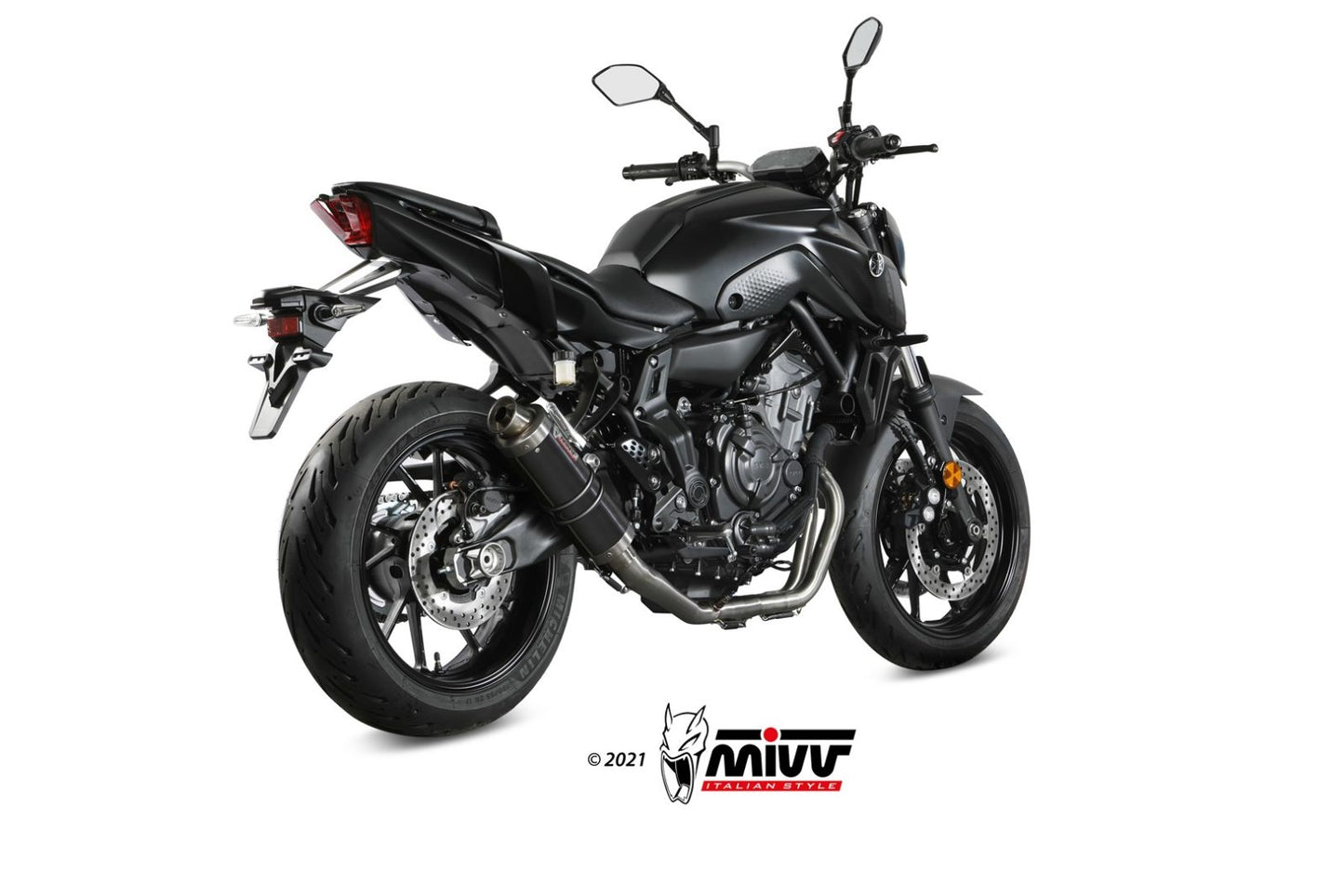 MIVV Full System 2x1, GP Black, Alto/High up Exhaust For Yamaha MT-07 / FZ-07 2014-2022