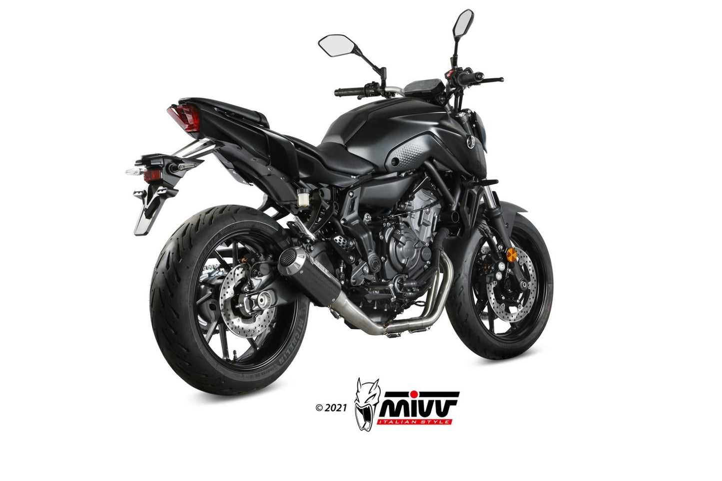 MIVV Full System 2x1, MK3 Carbon, Alto/High up Exhaust For Yamaha MT-07 / FZ-07 2014-2022