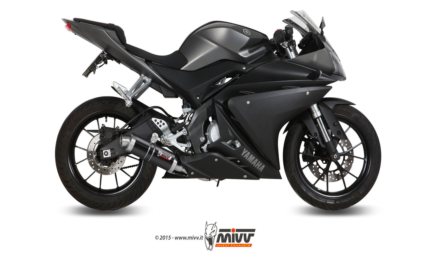 MIVV Full System 1x1, GP Black, Standard Exhaust For Yamaha YZF R125 14-18, MT-125 15-19