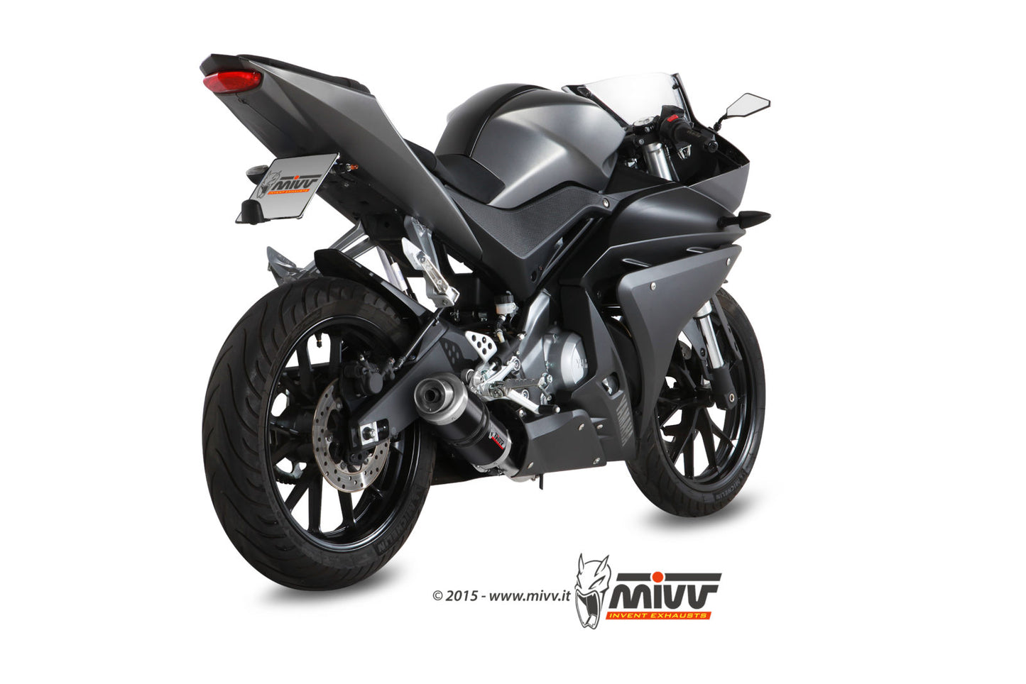 MIVV Full System 1x1, GP Black, Standard Exhaust For Yamaha YZF R125 14-18, MT-125 15-19