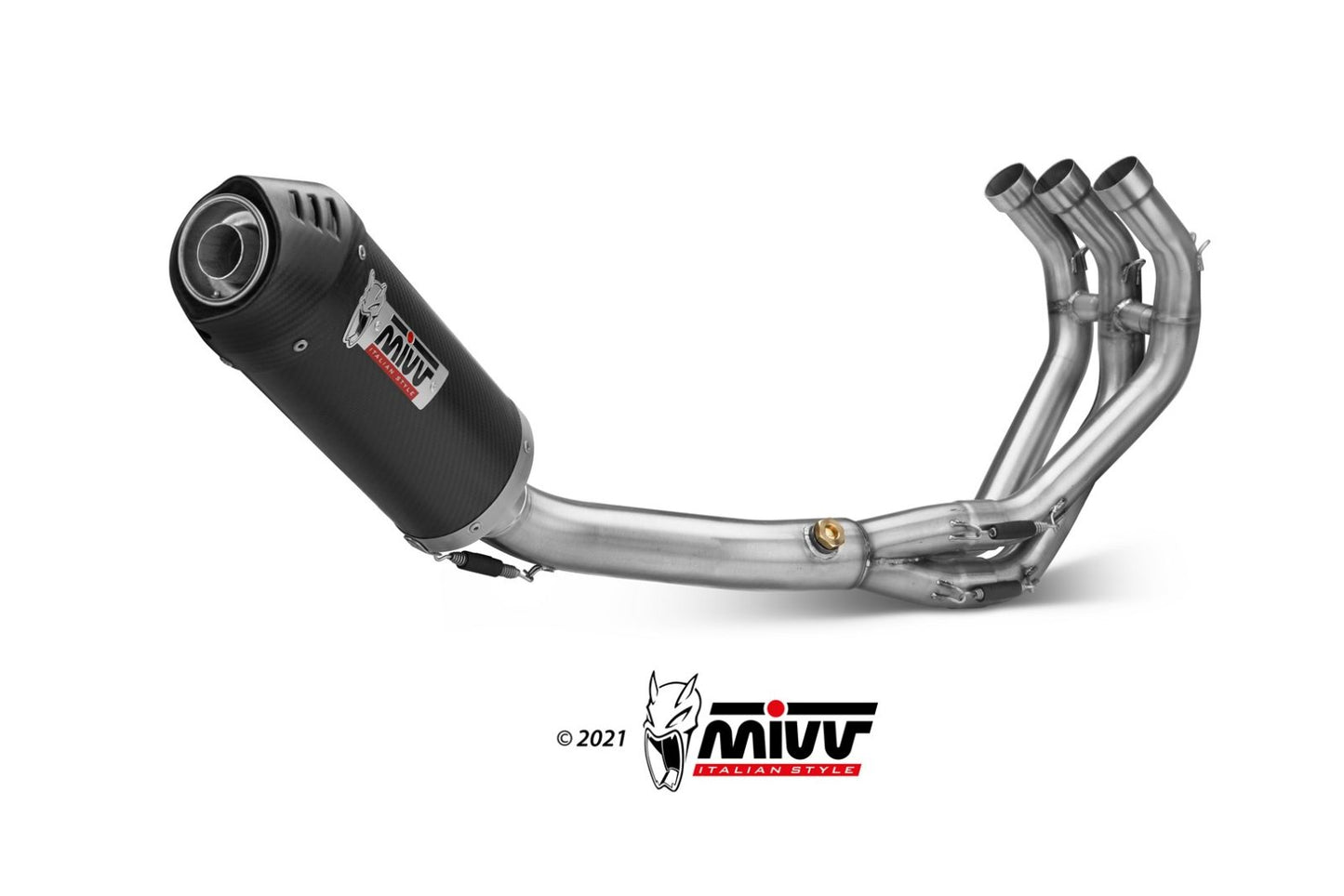 MIVV Full System 3x1, Oval Carbon, Standard Exhaust For Yamaha FJ-09 2013-2020