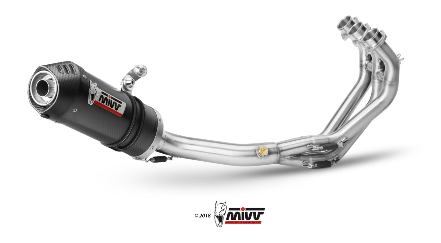 MIVV Full System 3x1, Oval Carbon, Standard Exhaust For Yamaha XSR 900 2016-2022
