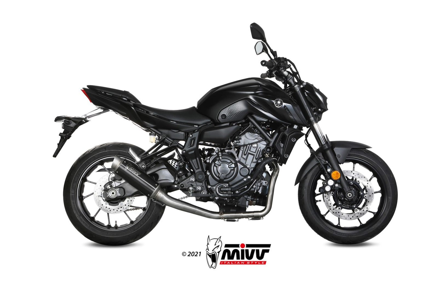 MIVV Full System 2x1, Gppro Black, Alto/High up Exhaust For Yamaha MT-07 / FZ-07 2021-2022