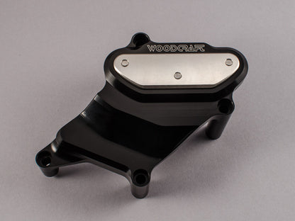 WOODCRAFT Yamaha FZ-07 (MT07) RHS Water Pump Cover - Black Anodized with Rubber Pad and Skid Pad Plate Kit