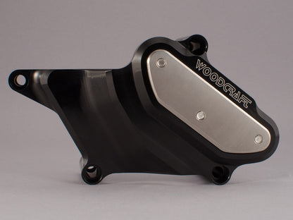 WOODCRAFT Yamaha FZ-07 (MT07) RHS Water Pump Cover - Black Anodized with Rubber Pad and Skid Pad Plate Kit